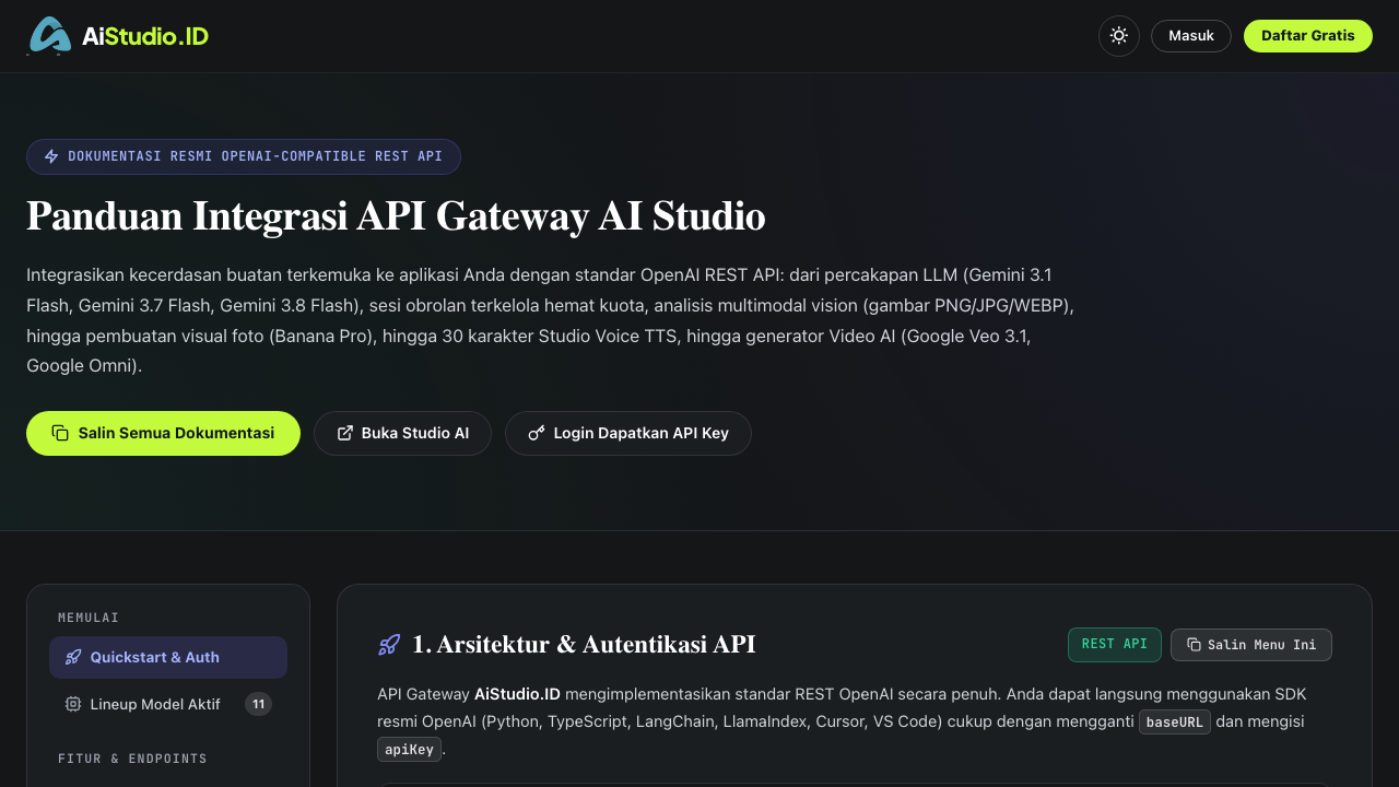 Dokumentasi Resmi API Gateway AiStudio.id
