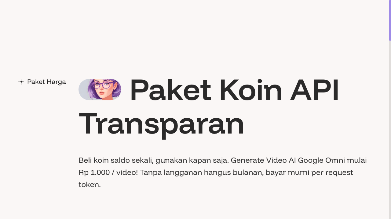 Paket Koin Saldo Transparan AiStudio.id