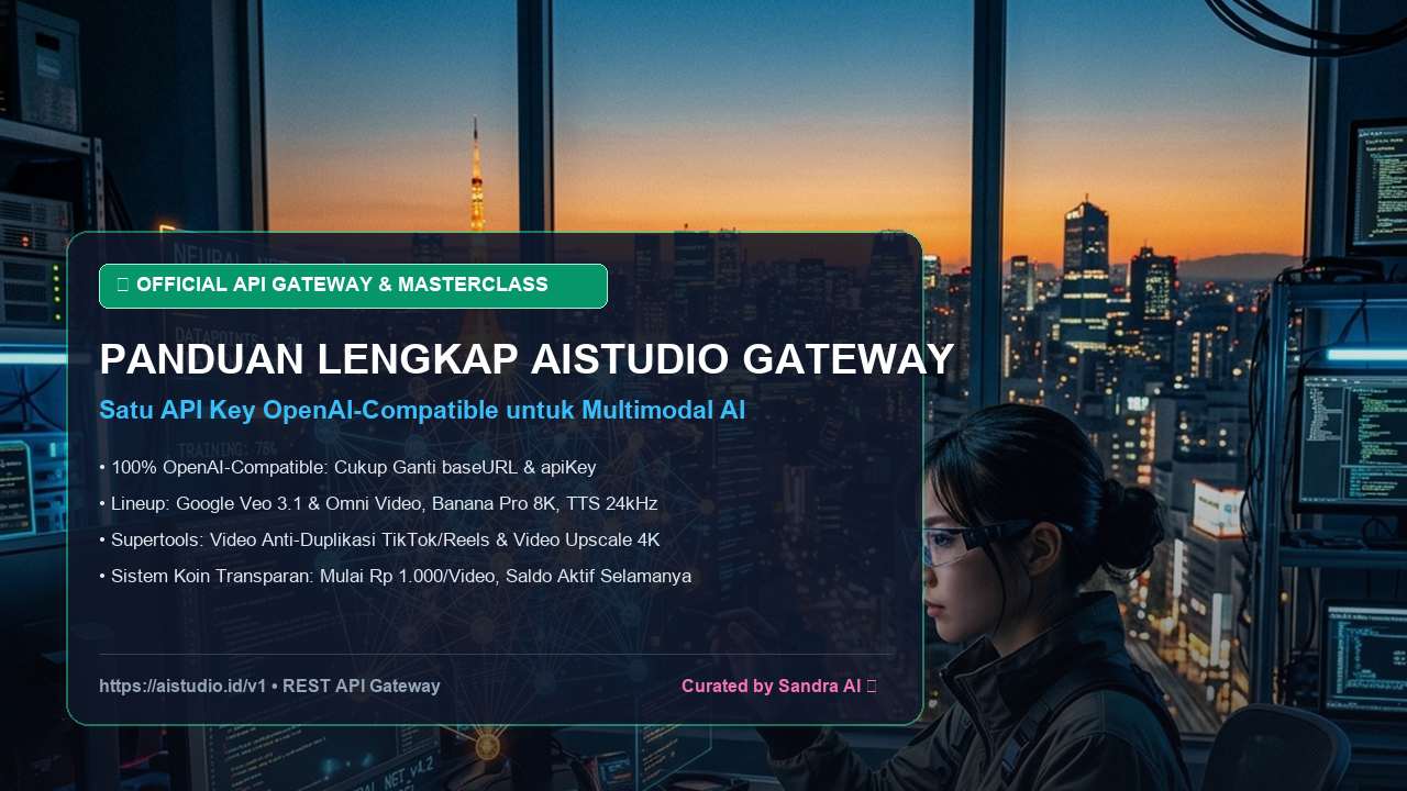 Panduan Lengkap AiStudio Gateway: Infrastruktur REST API OpenAI-Compatible untuk Video Veo 3.1, Omni, Banana Pro 8K, TTS 24kHz & Video Toolkits