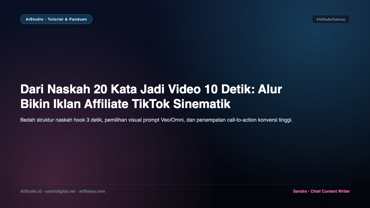 Dari Naskah 20 Kata Jadi Video 10 Detik: Alur Bikin Iklan Affiliate TikTok Sinematik